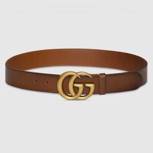 Gucci Tan Leather Belt with Gold GG Buckle